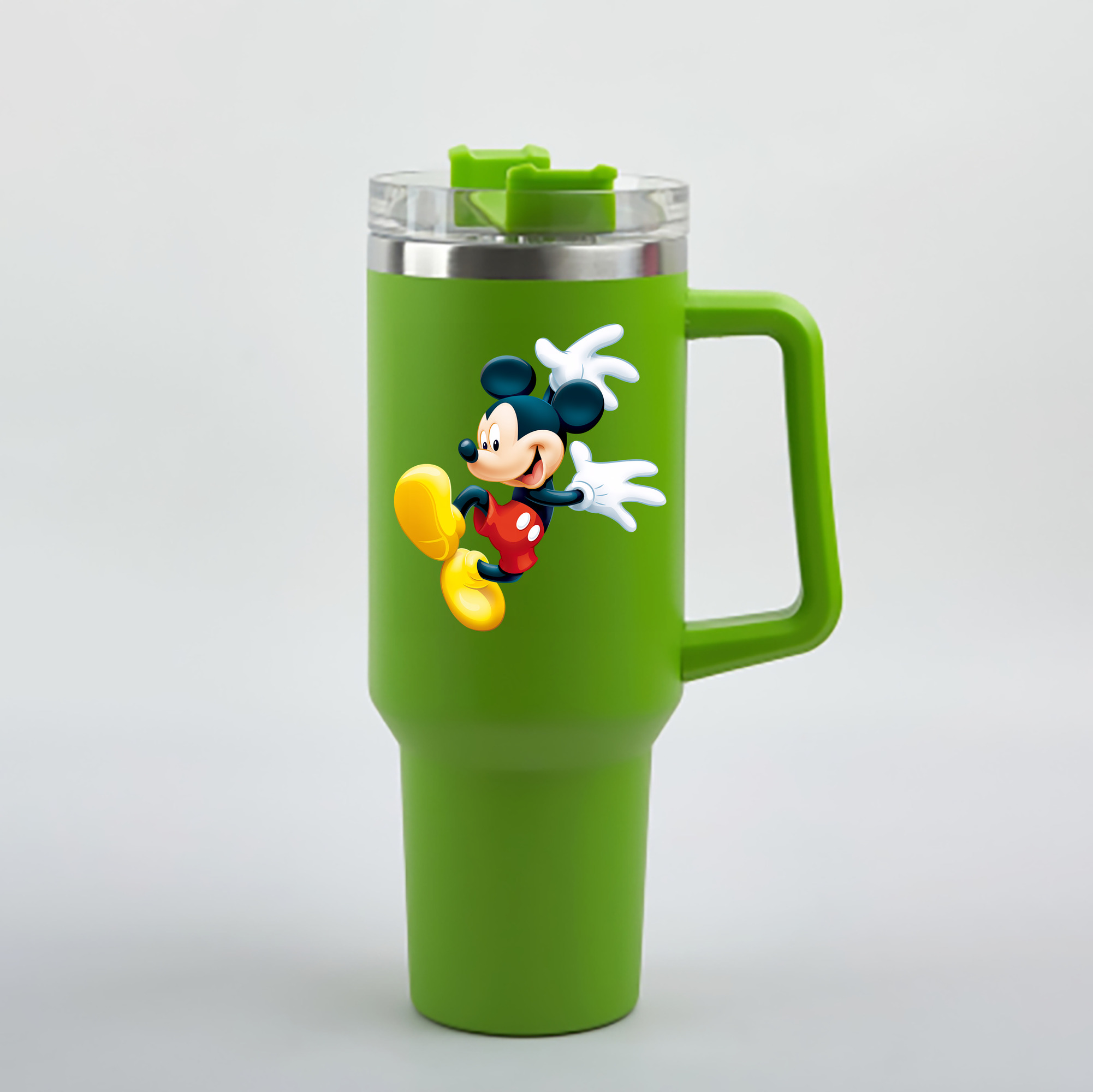 （画像用） ミッキーマウス Mickey Mouse 1200mL車用タンブラー - クリスタルステッカー（プラスチックストロー付き）